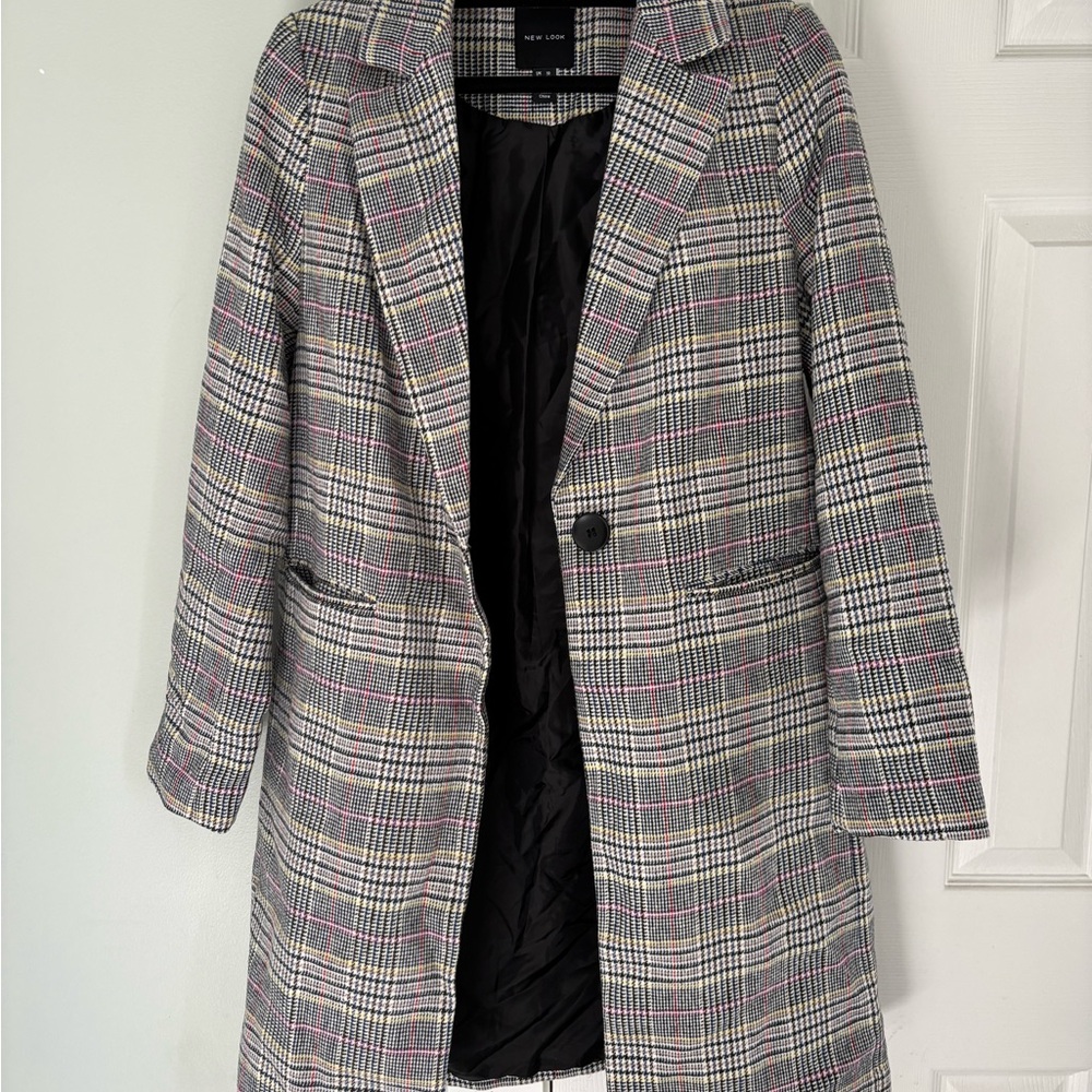 New Look Multicolored Striped Knee Length Dress Jacket